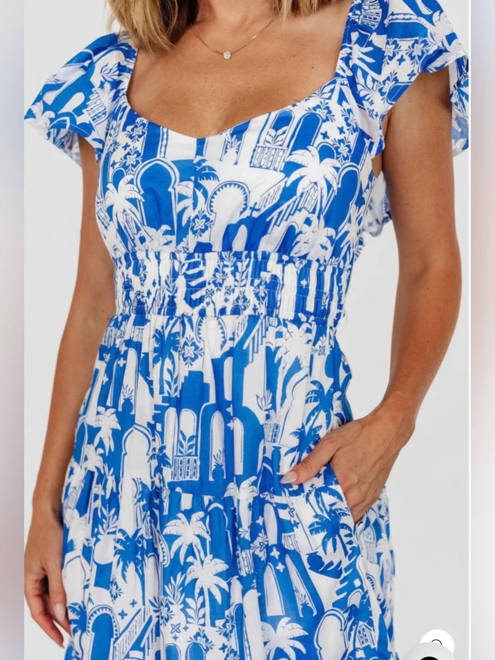 NWT BALTIC BORN Catira smocked lightweight cut out vacation maxi dress 1X - Picture 3 of 9